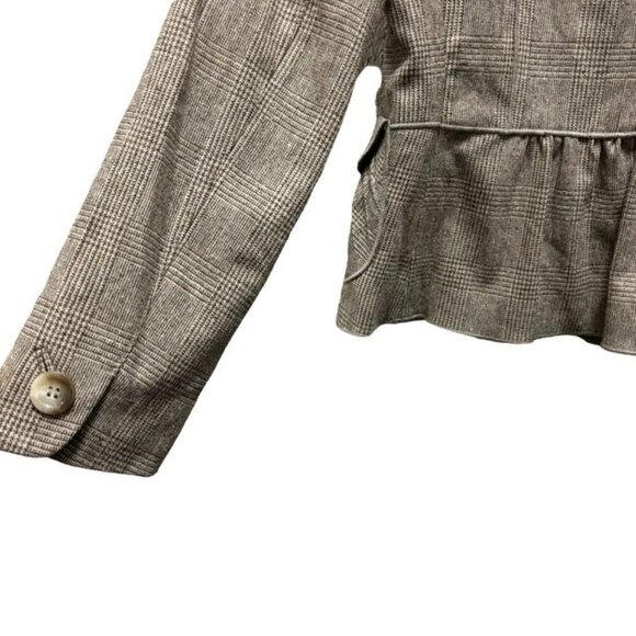 Ann Taylor Womens Plaid Blazer Virgin Wool Size 0 Brown - Picture 4 of 8